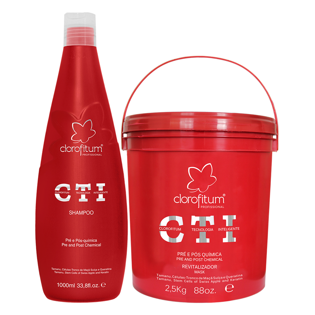 Professional Kit CTI Revitalizing Pre and Post Chemical Hair Treatment: Shampoo 1L + Hair Mask 2,5kg